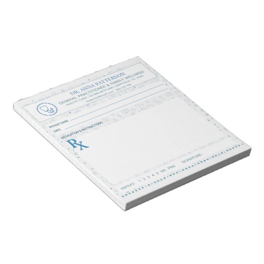 Blue pattern Doctor Prescription Notitieblok (Schuin)