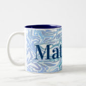 Blue Pattern for Boys with Name Tweekleurige Koffiemok (Links)