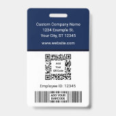 Blue Pattern Medewerker QR Code Barcode Naam Badge (Achterkant)