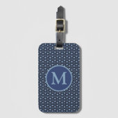 Blue Pattern Monogram Bagagelabel (Voorkant (verticaal))