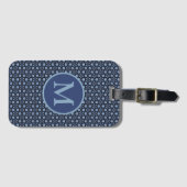 Blue Pattern Monogram Bagagelabel (Voorkant (horizontaal))