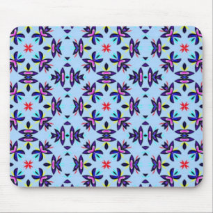 Blue Pattern Retro Art Muismat