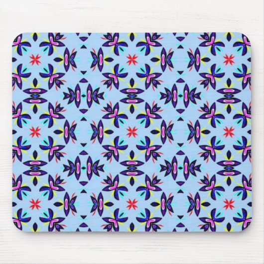 Blue Pattern Retro Art Muismat (Voorkant)