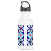 Blue Pattern Retro Art Waterfles (Achterkant)