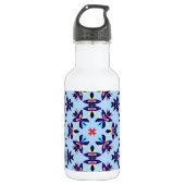 Blue Pattern Retro Art Waterfles (Voorkant)