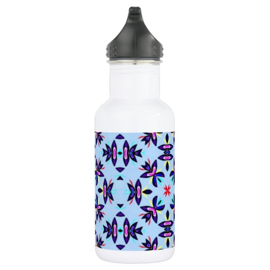 Blue Pattern Retro Art Waterfles (Rechts)