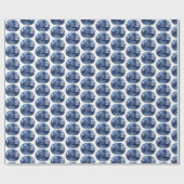 Blue Pattern Sapphire Blue Wrapping Paper Cadeaupapier (Vlak)