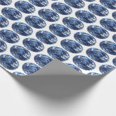 Blue Pattern Sapphire Blue Wrapping Paper Cadeaupapier (Hoek)