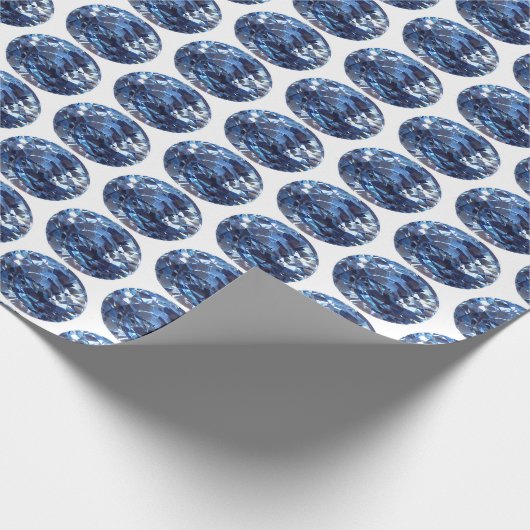 Blue Pattern Sapphire Blue Wrapping Paper Cadeaupapier (Hoek)
