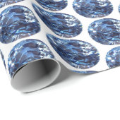 Blue Pattern Sapphire Blue Wrapping Paper Cadeaupapier (Rol Hoek)