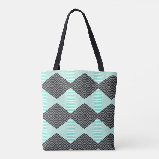 Blue Pattern Shoulder Bag Tote Bag (Achterkant)