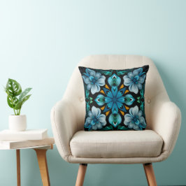 Blue Pattern Throw Pillow Kussen