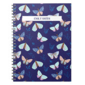 Blue Patterned Butterfly Notitieboek met roze acce (Voorkant)