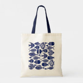 Blue Patterned Fish Tote Bag (Achterkant)