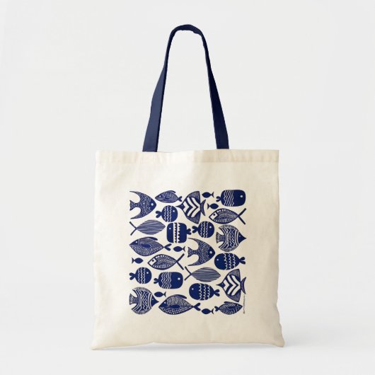 Blue Patterned Fish Tote Bag (Voorkant)