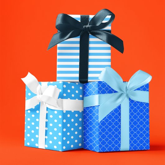 Blue Patterned Inpakpapier Vel