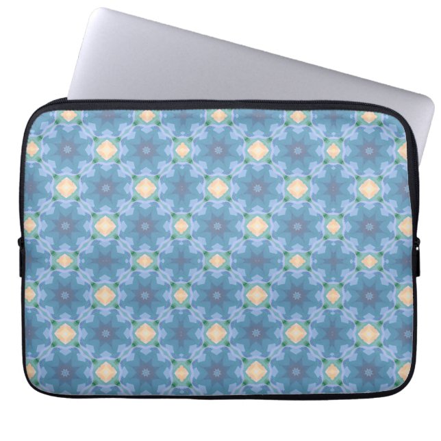 Blue Patterned Laptop Sleeve (Voorkant)
