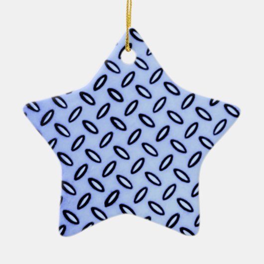 Blue Patterned Star-Ornament Keramisch Ornament (Voorkant)