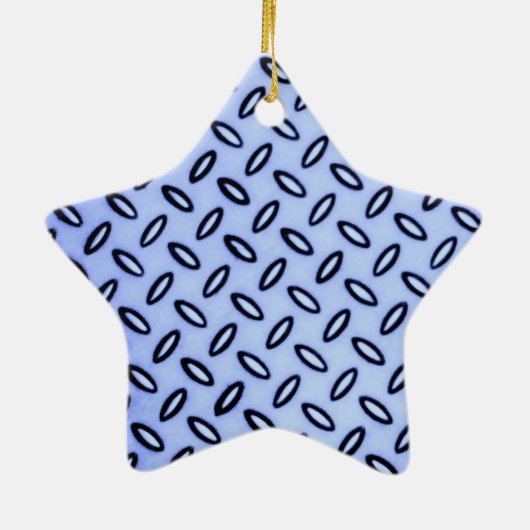 Blue Patterned Star-Ornament Keramisch Ornament (Achterkant)