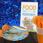 Blue Patterned Woodland Beer & Bunny Party Papieren Bordje