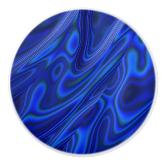 Blue Paua Abalone Shell Fractal Abstract Patroon Keramische Knop (Voorkant)