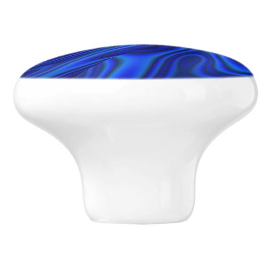 Blue Paua Abalone Shell Fractal Abstract Patroon Keramische Knop (Zijkant)