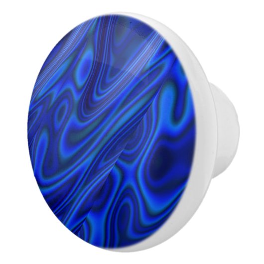 Blue Paua Abalone Shell Fractal Abstract Patroon Keramische Knop (Rechts)