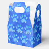Blue Paw Print Aangepaste Waterverf Aangepaste tek Bedankdoosjes (Geopend)