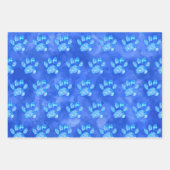 Blue Paw Print Aangepaste Waterverf Inpakpapier Vel (Voorkant 3)