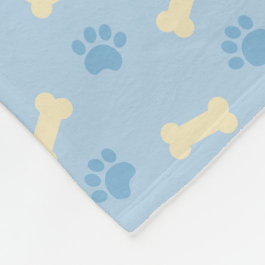 Blue Paw Print Bone Patroon Fleece Deken (Hoek)