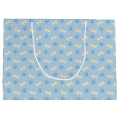 Blue Paw Print Bone Patroon Large Cadeautasje (Achterkant)
