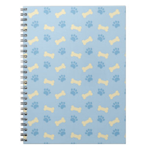 Blue Paw Print Bone Patroon Notitieboek