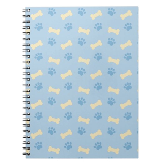 Blue Paw Print Bone Patroon Notitieboek (Voorkant)
