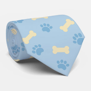 Blue Paw Print Bone Patroon Stropdas