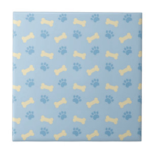 Blue Paw Print Bone Patroon Tegeltje