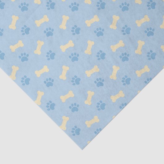Blue Paw Print Bone Patroon Tissuepapier (Detail)