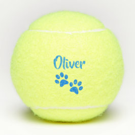 Blue Paw Print Gepersonaliseerde Pet- of Hondennaa Tennisballen