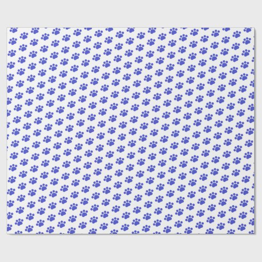 Blue Paw Print Patroon Cadeaupapier (Vlak)