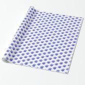 Blue Paw Print Patroon Cadeaupapier (Uitgerold)