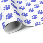 Blue Paw Print Patroon Cadeaupapier (Rol Hoek)