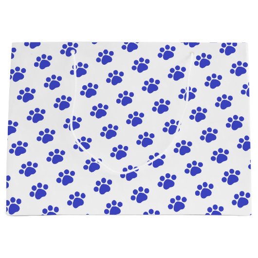 Blue Paw Print Patroon Groot Cadeauzakje (Voorkant)