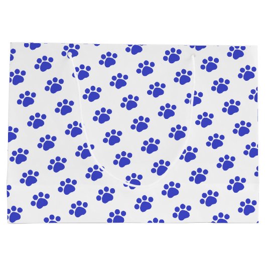Blue Paw Print Patroon Groot Cadeauzakje (Achterkant)