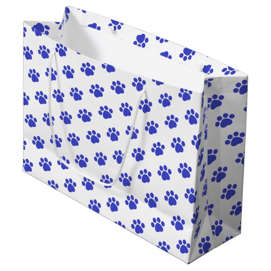 Blue Paw Print Patroon Groot Cadeauzakje (Voorkant Gekanteld)