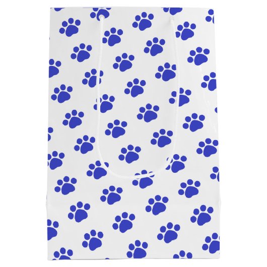 Blue Paw Print Patroon Medium Cadeauzakje (Achterkant)