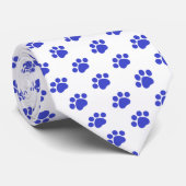 Blue Paw Print Patroon Stropdas (Opgerold)