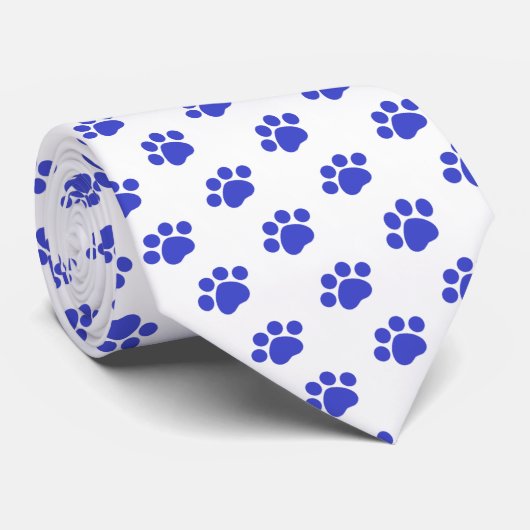 Blue Paw Print Patroon Stropdas (Opgerold)