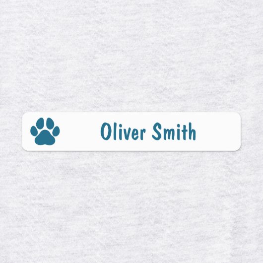 Blue Paw Print Personalized Kids Name Labels (Design 1)