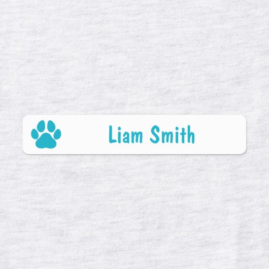 Blue Paw Print Personalized Kids Name Labels (Design 2)