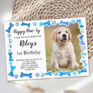 Blue Paw Prints Botten Puppy Dog Verjaardag Kaart