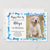 Blue Paw Prints Botten Puppy Dog Verjaardag Kaart (Voorkant)